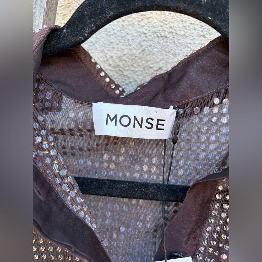 Monse Crystal Embellished Button-Up Shirt in Teak/ Silver New with Tags! - Picture 8 of 12
